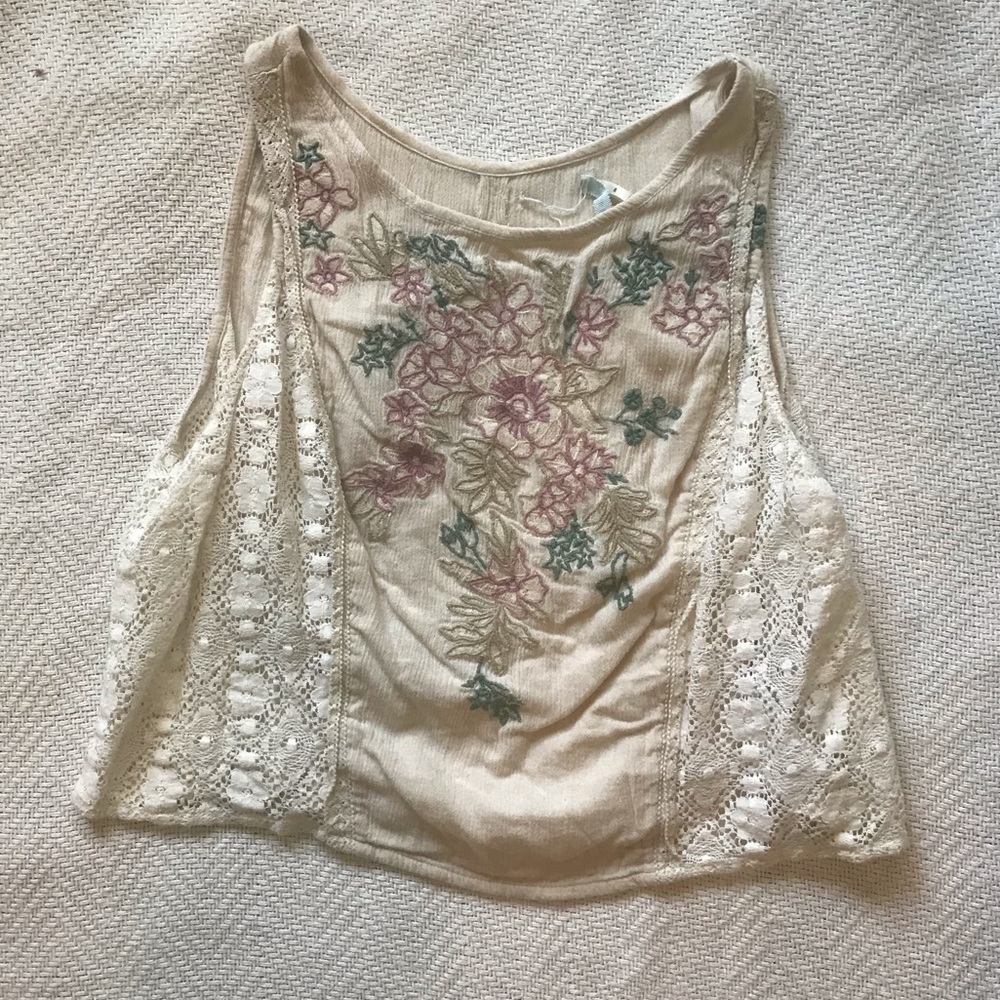 Romantic Ivory Embroidery and Lace Top